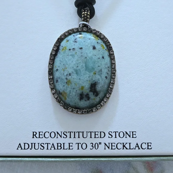 Atterri🛬 Reconstituted Stone on a Black🖤 Waxed Cord Necklace - NIB - Picture 9 of 16